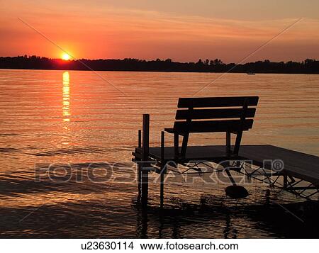 Picture -  Alexandria, MN, Minnesota, Maple Lake, sunset. Fotosearch
