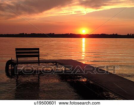 Stock Image -  Alexandria, MN, Minnesota, Maple Lake, sunset. Fotosearch