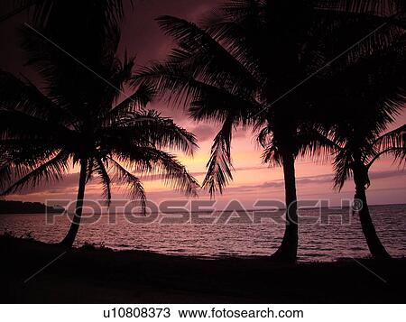 Stock Image -  Anini, Princeville, Kauai, HI, Hawaii, North Shore, Anini beach, sunset. Fotosearch