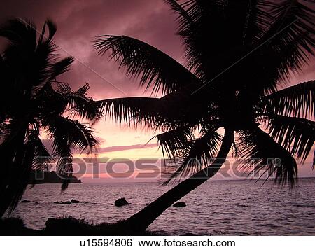 Stock Photograph -  Anini, Princeville, Kauai, HI, Hawaii, North Shore, Anini beach, sunset. Fotosearch