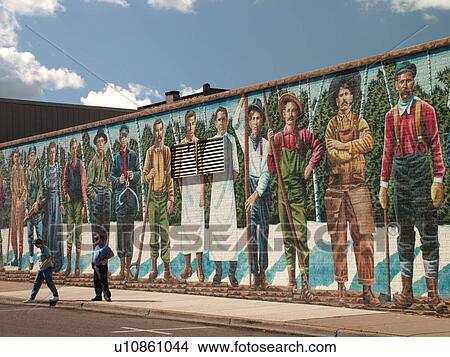 Picture -  Ashland, WI, Wisconsin, Historic Wall Murals Men of the Woods. Fotosearch