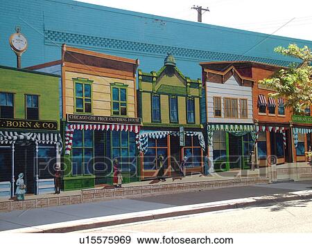 Stock Photo -  Ashland, WI, Wisconsin, Historic Wall Murals Dhooge's Store. Fotosearch