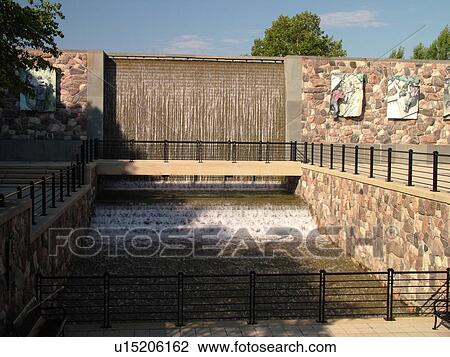 Stock Image -  Battle Creek, MI, Michigan, Downtown, fountain. Fotosearch