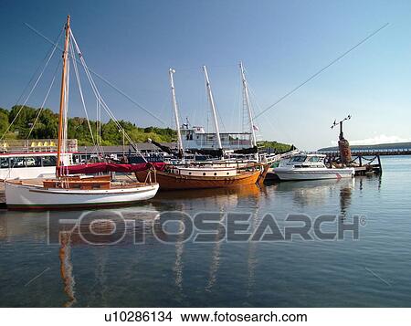 Bayfield, WI, Wisconsin, Lake Superior, marina, harbor, wooden sailboat, dock View Large Photo Image Picture - Bayfield, WI, Wisconsin, Lake Superior, marina, harbor, wooden sailboat, dock. Fotosearch