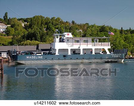Stock Image -  Bayfield, WI, Wisconsin, Lake Superior, car ferry to Madeline Island. Fotosearch