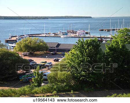 Stock Image -  Bayfield, WI, Wisconsin, Lake Superior, marina. Fotosearch