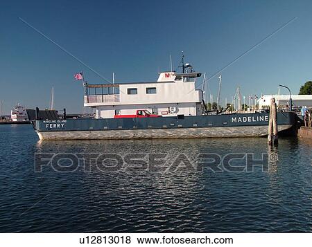 Stock Photo -  Bayfield, WI, Wisconsin, Lake Superior, car ferry to Madeline Island. Fotosearch
