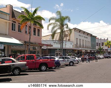 Picture -  Big Island, Island of Hawaii, HI, Hawaii, Hilo, Historic Downtown Hilo, stores. Fotosearch