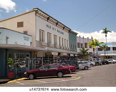 Picture -  Big Island, Island of Hawaii, HI, Hawaii, Hilo, Historic Downtown Hilo, stores. Fotosearch