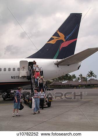 Stock Image -  Big Island, Island of Hawaii, HI, Hawaii, West Shore, Kona International Airport at Keahole, Aloha Airlines. Fotosearch