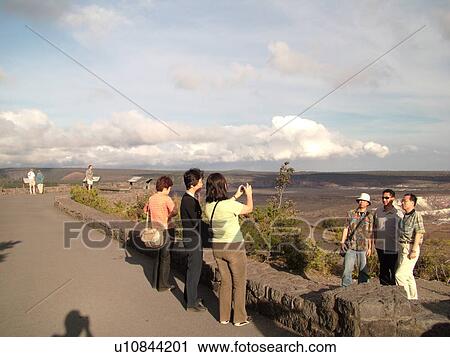 Stock Image -  Big Island, Island of Hawaii, HI, Hawaii, Hawaii Volcanoes National Park, Kilauea Caldera, volcano, Kilauea Overlook. Fotosearch