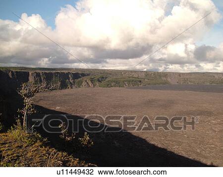 Stock Image -  Big Island, Island of Hawaii, HI, Hawaii, Hawaii Volcanoes National Park, Kilauea Caldera, volcano, Kilauea Overlook. Fotosearch
