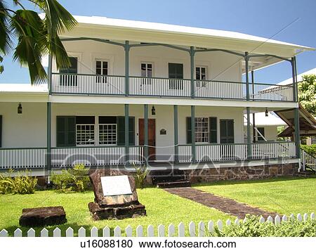 Stock Image -  Big Island, Island of Hawaii, HI, Hawaii, Hilo, Historic Downtown Hilo, Lyman House Memorial Museum, Mission House. Fotosearch