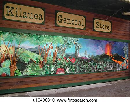 Big Island, Island of Hawaii, HI, Hawaii, Volcano Village, Kilauea General Store, wall mural View Large Photo Image Stock Image - Big Island, Island of Hawaii, HI, Hawaii, Volcano Village, Kilauea General Store, wall mural. Fotosearch
