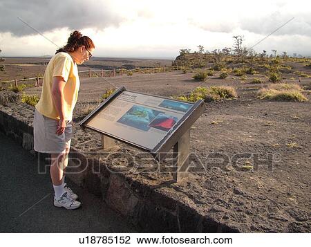 Stock Image -  Big Island, Island of Hawaii, HI, Hawaii, Hawaii Volcanoes National Park, Kilauea Caldera, volcano, Kilauea Overlook. Fotosearch