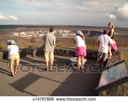 Stock Photo -  Big Island, Island of Hawaii, HI, Hawaii, Hawaii Volcanoes National Park, Kilauea Caldera, volcano, Kilauea Overlook. Fotosearch