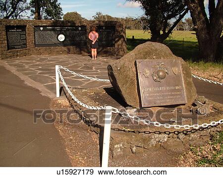 Stock Photo -  Big Island, Island of Hawaii, HI, Hawaii, Northern Hawaii, Waimea, Camp Tarawa 1943-45 WWII war memorial. Fotosearch