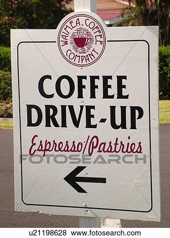 Big Island, Island of Hawaii, HI, Hawaii, Northern Hawaii, Waimea, Coffee Drive-Up sign View Large Photo Image Stock Photo - Big Island, Island of Hawaii, HI, Hawaii, Northern Hawaii, Waimea, Coffee Drive-Up sign. Fotosearch