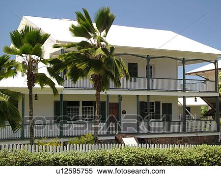 Stock Photography -  Big Island, Island of Hawaii, HI, Hawaii, Hilo, Historic Downtown Hilo, Lyman House Memorial Museum, Mission House. Fotosearch