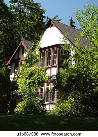 Stock Photo -  Bloomfield Hills, Detroit, MI, Michigan, Cranbrook House and Gardens, Tudor-style Mansion, Cranbrook Educational Community. Fotosearch