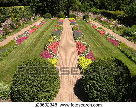 Stock Photo -  Bloomfield Hills, Detroit, MI, Michigan, Cranbrook House and Gardens, formal gardens, Cranbrook Educational Community. Fotosearch