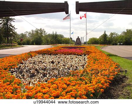 Picture -  Boissevain, Canada, MB, Manitoba, International Peace Garden, ND, North Dakota, USA, border. Fotosearch