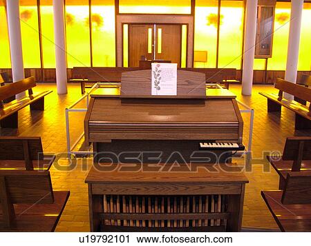 Stock Image -  Boissevain, Canada, MB, Manitoba, International Peace Garden, ND, North Dakota, USA, border, Peace Chapel. Fotosearch