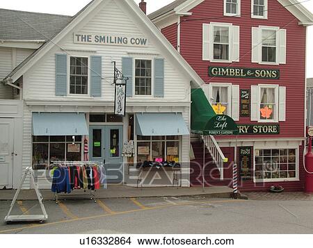 Picture -  Booth Bay Harbor, ME, Maine, fishing village, downtown. Fotosearch