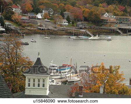 Stock Image -  Booth Bay Harbor, ME, Maine, fishing village, boats. Fotosearch