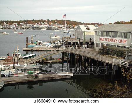 Stock Image -  Booth Bay Harbor, ME, Maine, fishing village, boats. Fotosearch