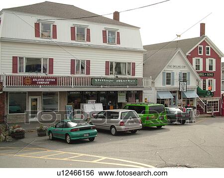 Stock Photograph -  Booth Bay Harbor, ME, Maine, fishing village, downtown. Fotosearch