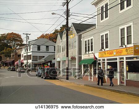 Stock Photography -  Booth Bay Harbor, ME, Maine, fishing village, downtown. Fotosearch