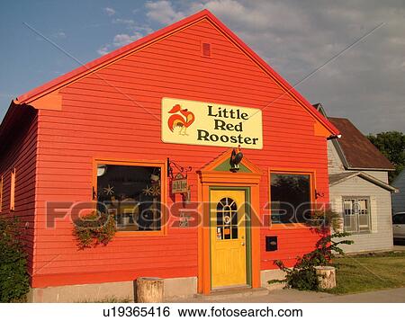 Stock Photograph -  Bottineau, ND, North Dakota, Little Red Rooster, store. Fotosearch