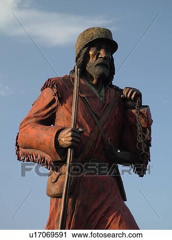 Stock Image -  Bottineau, ND, North Dakota, Pierre Bottineau Statue. Fotosearch