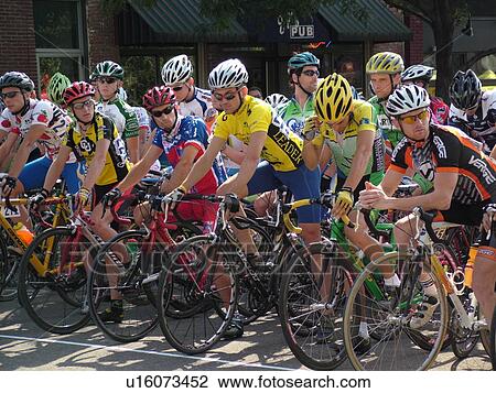 Stock Image -  Burlington, VT, Vermont, Green Mountain Stage Race, Criterium, starting line, men bikers. Fotosearch