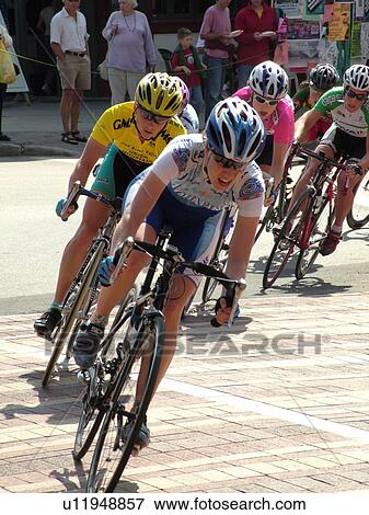 Stock Photo -  Burlington, VT, Vermont, Green Mountain Stage Race, Criterium, women bikers. Fotosearch