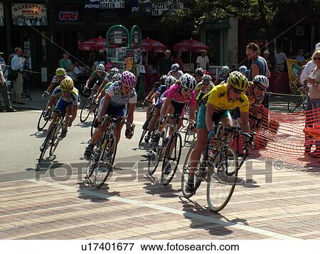 Stock Photo -  Burlington, VT, Vermont, Green Mountain Stage Race, Criterium, women bikers. Fotosearch
