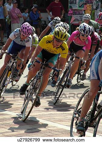 Stock Photo -  Burlington, VT, Vermont, Green Mountain Stage Race, Criterium, women bikers. Fotosearch