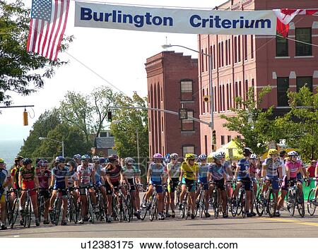Stock Photography -  Burlington, VT, Vermont, Green Mountain Stage Race, Criterium, starting line, women bikers. Fotosearch