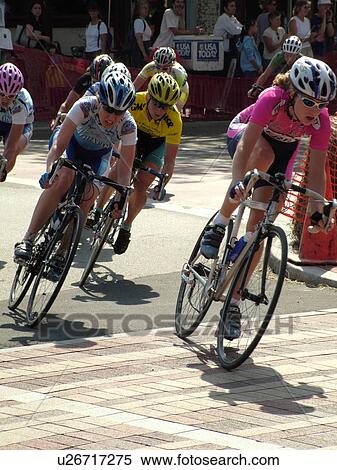 Stock Photography -  Burlington, VT, Vermont, Green Mountain Stage Race, Criterium, women bikers. Fotosearch