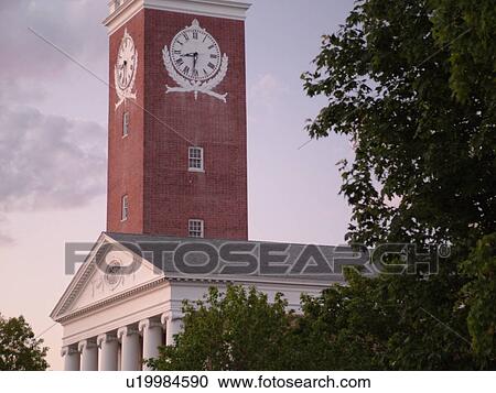 Stock Image -  Burlington, VT, Vermont, Iran Allen Chapel, Clock Tower, steeple. Fotosearch