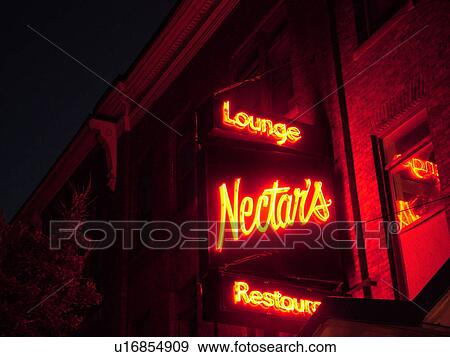 Stock Photo -  Burlington, VT, Vermont, Neon sign, Nectar's Lounge and Restaurant, downtown. Fotosearch