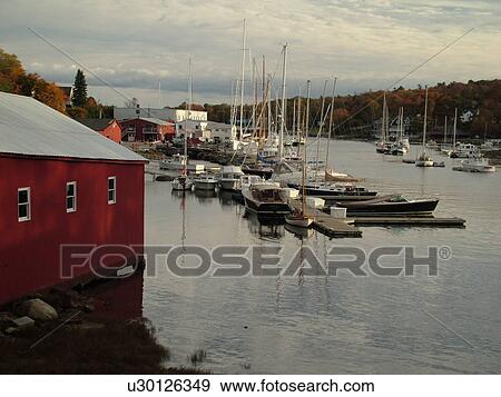 Stock Photo -  Camden, ME, Maine, Harbor, boats. Fotosearch