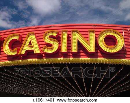 Stock Image -  Carlton, MN, Minnesota, Fond Du Lac Indian Reservation, Black Bear Casino, neon sign. Fotosearch