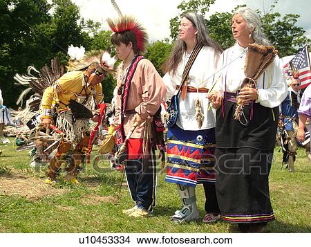 Picture -  Charlotte, VT, Vermont, Intertribal Pow-Wow, ceremony, tribal gathering, dance. Fotosearch