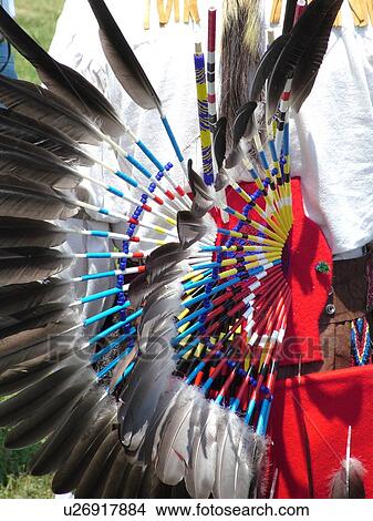 Picture -  Charlotte, VT, Vermont, Intertribal Pow-Wow, ceremony, tribal gathering, head dress. Fotosearch