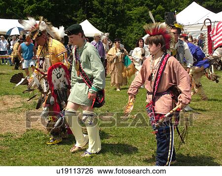Stock Photograph -  Charlotte, VT, Vermont, Intertribal Pow-Wow, ceremony, tribal gathering, dance. Fotosearch