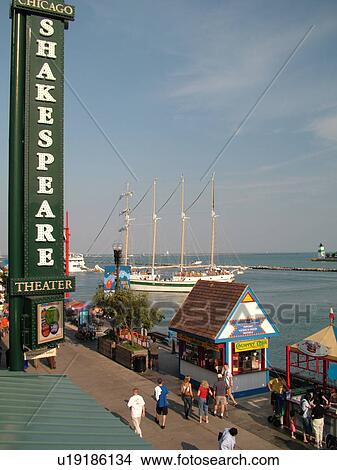 Chicago, IL, Illinois, Windy City, Navy Pier, Lake Michigan View Large Photo Image Picture - Chicago, IL, Illinois, Windy City, Navy Pier, Lake Michigan. Fotosearch