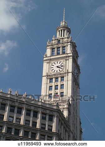 Chicago, IL, Illinois, Windy City, Downtown, Wrigley Building, Clock Tower View Large Photo Image Stock Image - Chicago, IL, Illinois, Windy City, Downtown, Wrigley Building, Clock Tower. Fotosearch
