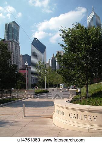 Chicago, IL, Illinois, Windy City, Downtown, skyline, Millennium Park, Boeing Gallery View Large Photo Image Stock Image - Chicago, IL, Illinois, Windy City, Downtown, skyline, Millennium Park, Boeing Gallery. Fotosearch